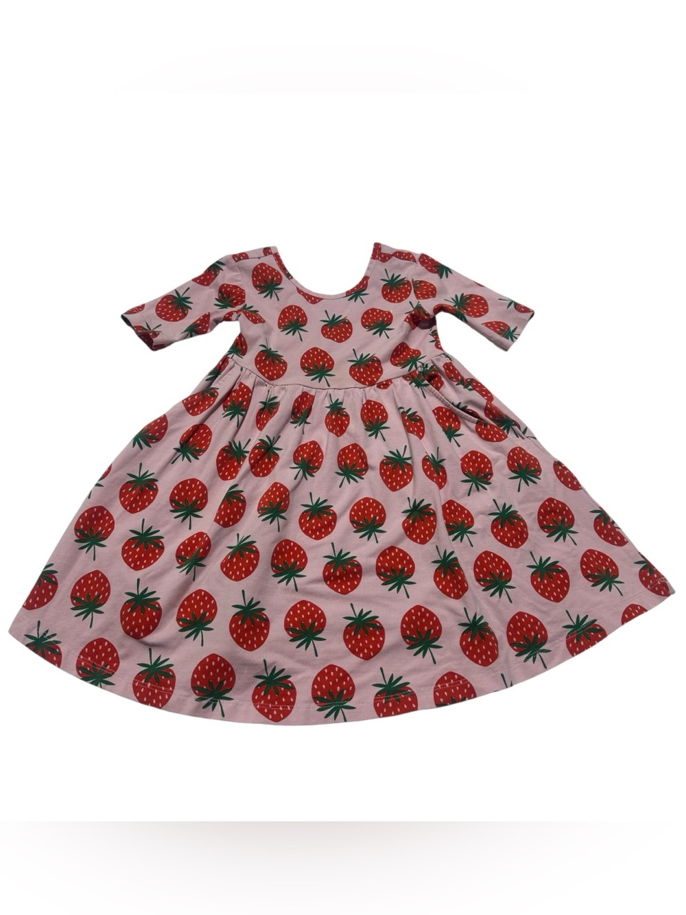 Hanna Andersson Strawberry Novelty Print Short Sleeve Jersey Knit Dress